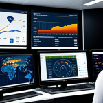 특수 차량의 연비 테스트 - Fleet Management & Data Analysis**

"A modern fleet management control room, showing a large screen ...
